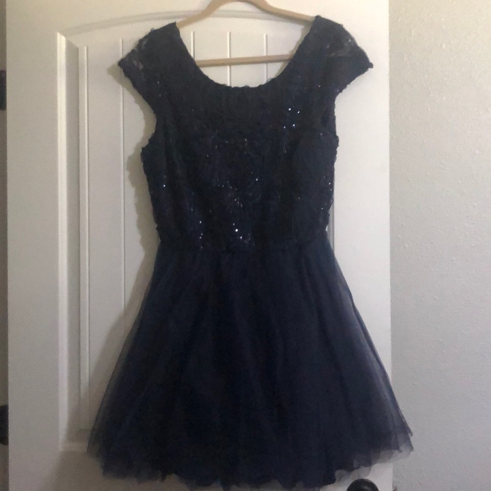 Sequin Navy Homecoming Dress